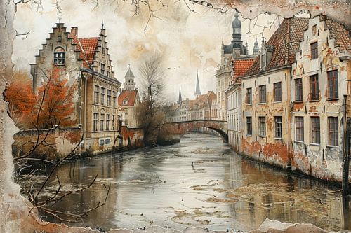 Brugge Kanaal - Mistig Romantisch Stadsgezicht