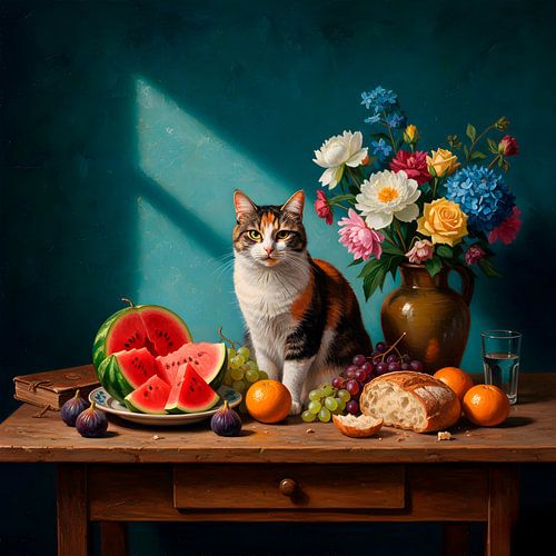 Les yeux vigilants du chat calico