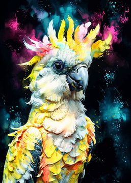 Witte Koekoek Neon Aquarel van MIROKKU