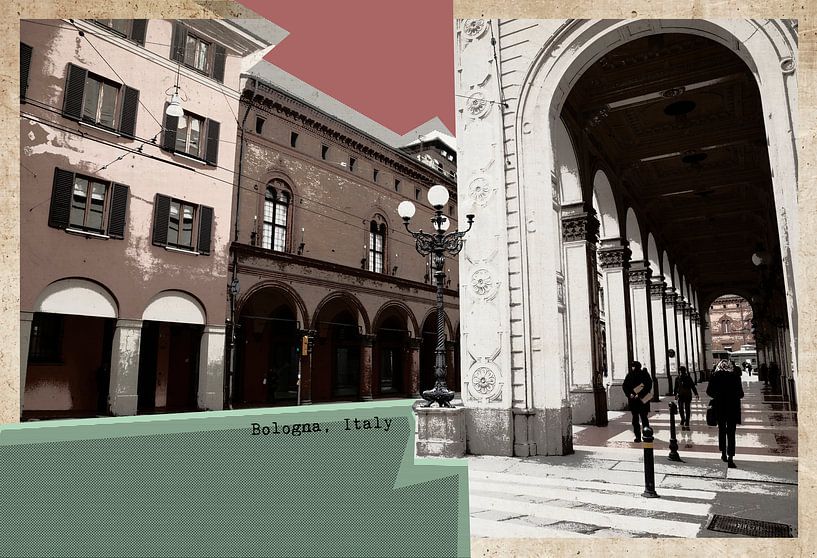 carte postale rétro de Bologne par Ariadna de Raadt-Goldberg