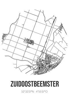 Zuidoostbeemster (Noord-Holland) | Landkaart | Zwart-wit van Rezona