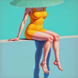 Été surréaliste : Art du maillot de bain jaune