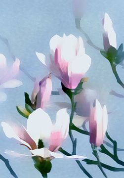 Verse magnolia bloemen van Mad Dog Art