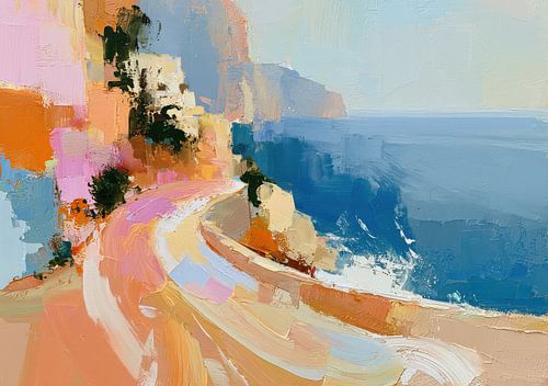 Mediterrane kustweg langs de azuurblauwe zee