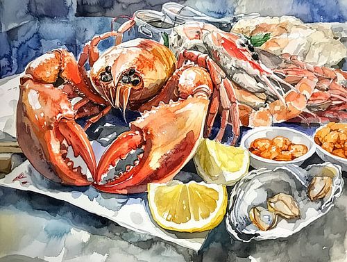 Zeedieren in aquarelstijl