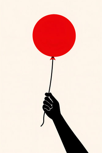 Hand met een rode ballon