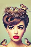 Vrouw met vogels