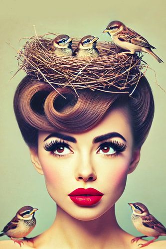 Vrouw met vogels