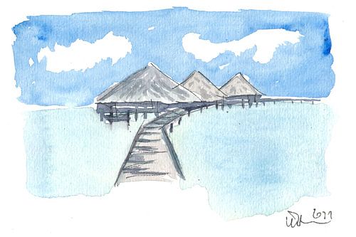 Pavillon romantique sur l'eau en Polynésie française