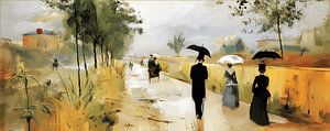 Französische Elite mit Regenschirm