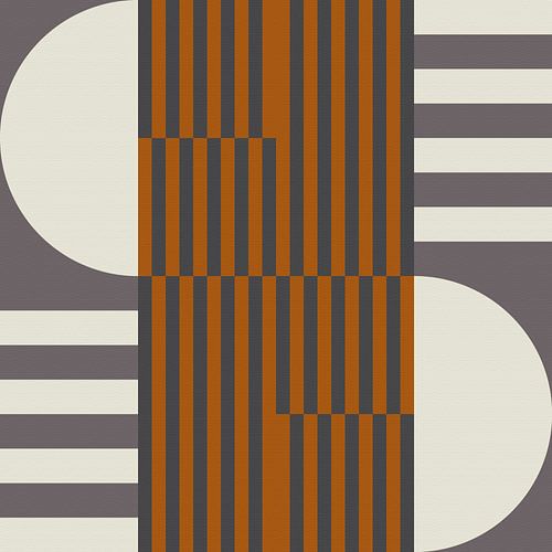 Abstracte geometrische retrostijl in donker goud, taupe, grijs XXVII