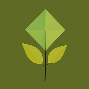 Origami - Minimalistische Blume in Ton-sur-Ton olivgrün
