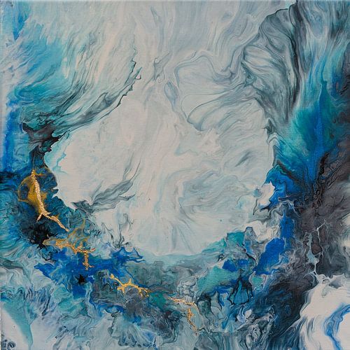 Voorbij de Storm - Abstract impressionistisch schilderij van acrylverf op canvas van Hannie Kassenaar