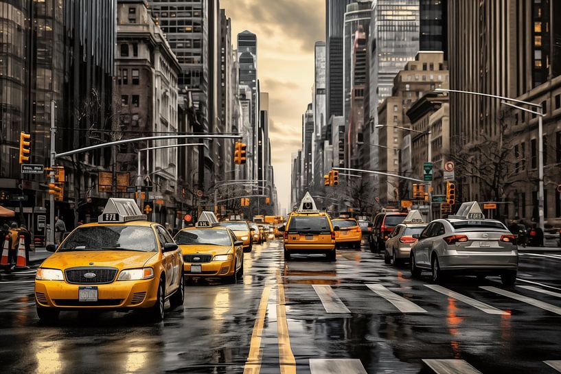 Verkeer op 5th Avenue NYC in de avond van Animaflora PicsStock