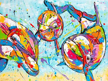 Dauphins colorés sur Happy Paintings