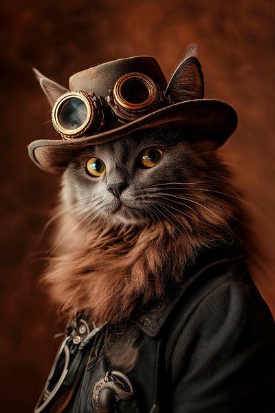 Steampunk Nebelung Katze von Harry Hadders Design