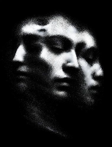 Dotted Face Portrait in Darkness by Ramy Salah Hefny