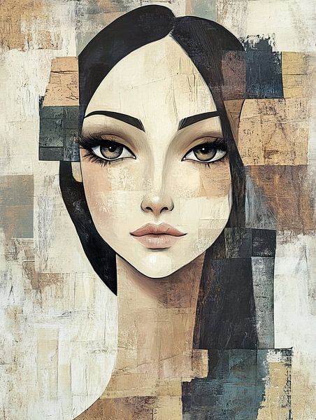 Female portrait | Geometric Serenity by Eye catching paintings