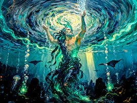 Okeanos Primordial Titan of the Ocean from Greek Mythology by ArtMomente