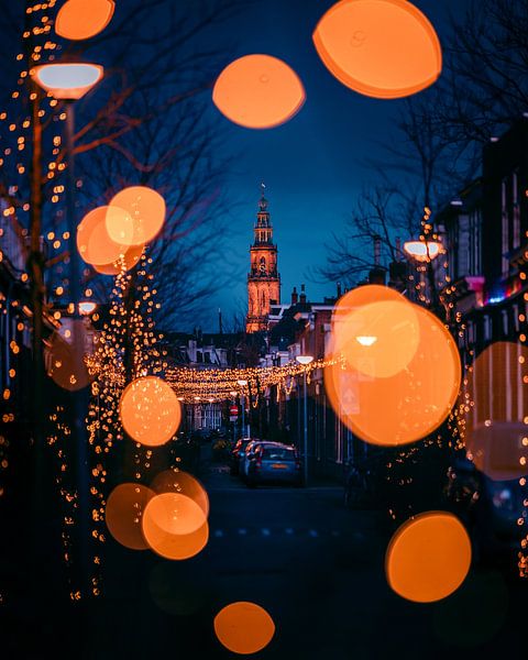 Festivalbeleuchtung Nieuwe Blekerstraat + Martinitoren, Groningen von Harmen van der Vaart