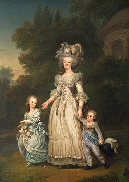 Koningin Marie Antoinette en twee van haar kinderen wandelen in het park, Adolf Ulrik Wertmüller.