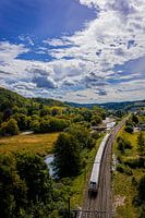 A train in a picturesque landscape