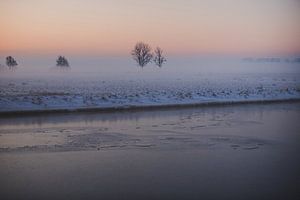 Neblige Schneelandschaft im Holländische Polder (Leiderdorp) von Susanne Ottenheym