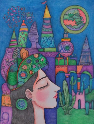 Mexicaanse folklore vrouw met vrolijke inca elementen