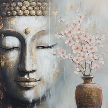 Buddha Porträt im Japandi Stil