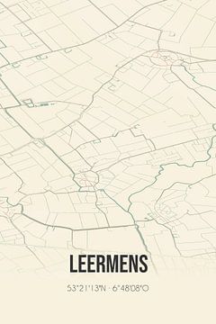 Vintage map of Leermens (Groningen) by Rezona