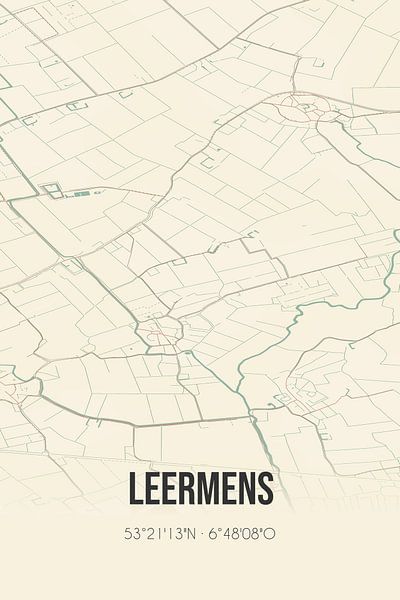 Vintage map of Leermens (Groningen) by Prints of Place