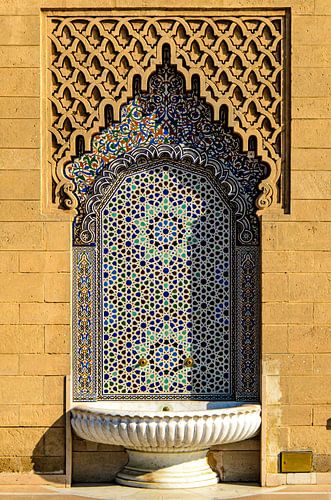 Arabic fountain with mosaic at palace in Rabat Morocco by Dieter Walther