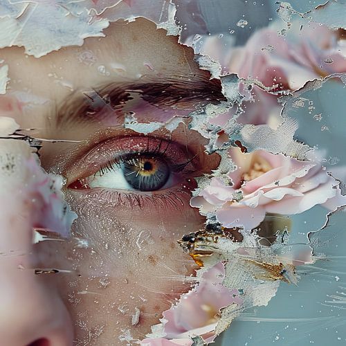 Un œil fragile aux textures aux couleurs pastel