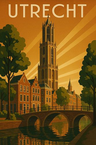 Utrecht Reisposter - Vintage Domtoren Kunst