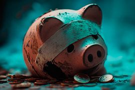 Kaputter Sparschwein mit Münzen von Poster Art Shop