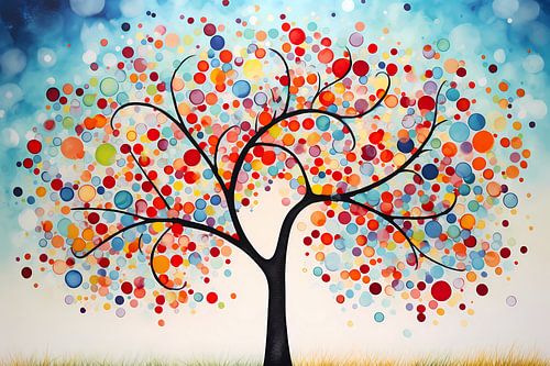 Boom met gekleurde cirkels