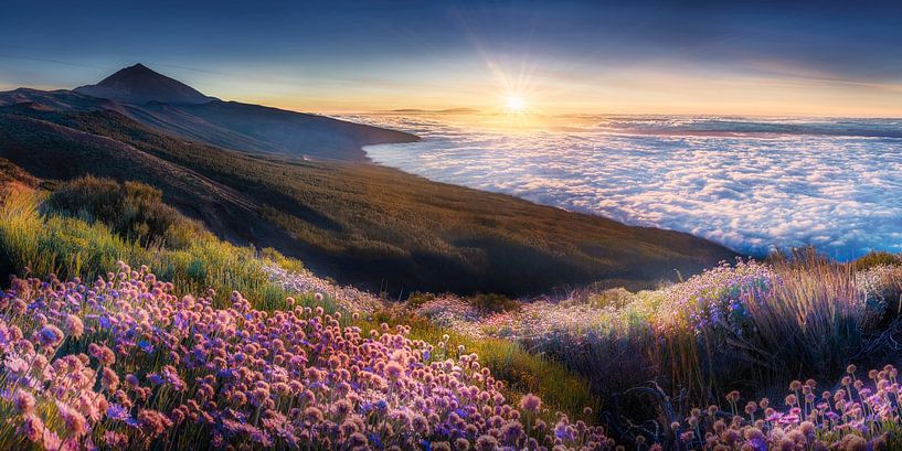 Landscape above the clouds of Tenerife at sunset. by Voss Fine Art Fotografie