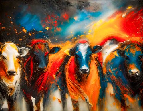 Een kleurrijk koeienplaatje