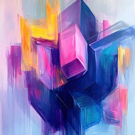 Blocs abstraits | Blocs flottants magenta et azur sur Collection Moderne