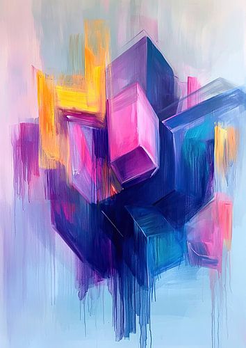 Blocs abstraits | Blocs flottants magenta et azur