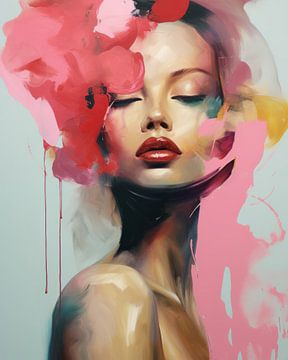 Pop of colour, abstract portret van Carla Van Iersel