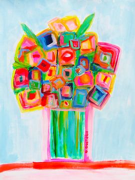 Abstract schilderij Flowers in Love. van Danielle Ducheine