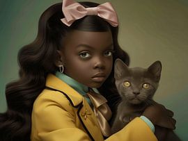 Fine art portrait "Me and my cat" by Carla Van Iersel