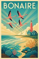 Bonaire Poster – Flamingo Caribbean Travel Print