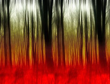 Abstract autumn forest in rood en groen tonen von Studio Mirabelle