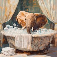 Elephant in a bubble bath