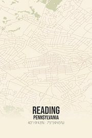 Carte ancienne de Reading (Pennsylvanie), États-Unis. sur Affiches de lieux
