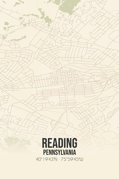 Vintage map of Reading (Pennsylvania), USA. by Prints of Place
