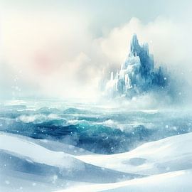 The hill beside a snowy beach by Subkhan Khamidi