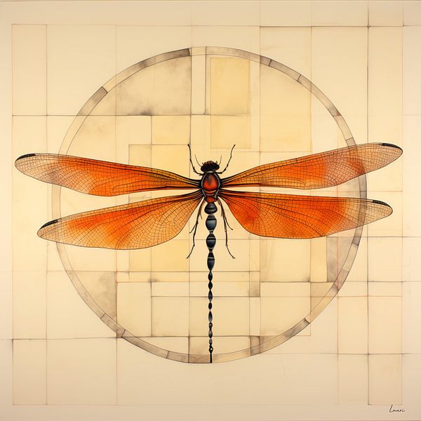 Libelle in cirkel van Lauri Creates
